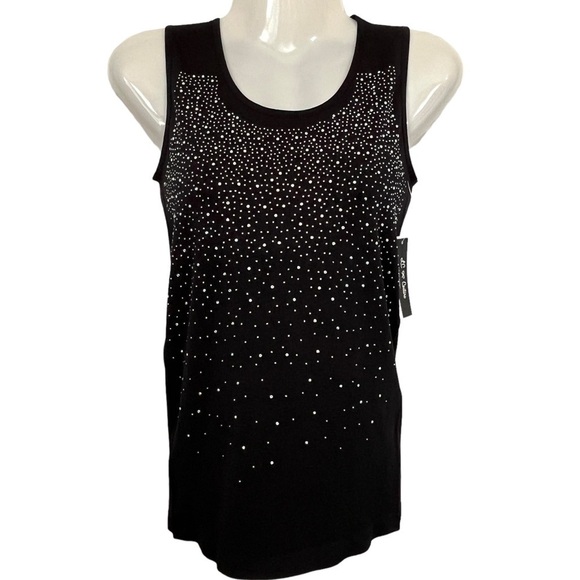 NWT LC Couture Black Fitted Tank Top with Rhinestones Whimsigoth Size S / M - Picture 1 of 10